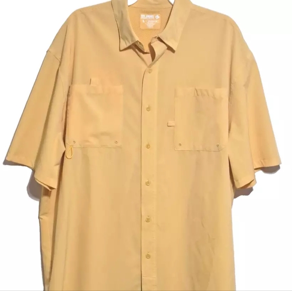 Reel Legends Shadester Performance Fishing Short Sleeve Shirt Men's L Yellow - Picture 2 of 14